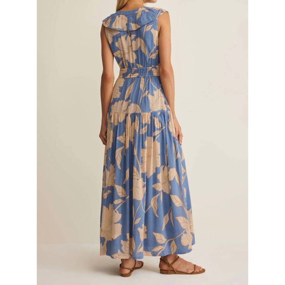 NEW Z SUPPLY malene bloom floral maxi dress in lake blue - Picture 3 of 4